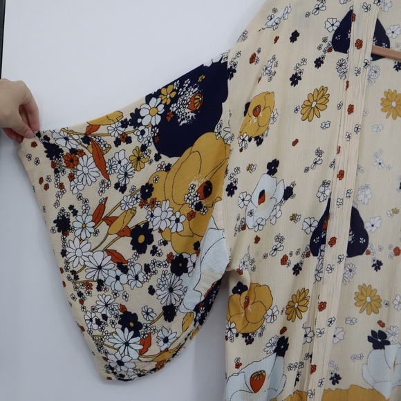 Free People Hidden Hills Maxi Robe Womens Medium Cream Boho Festival Floral - Picture 8 of 16